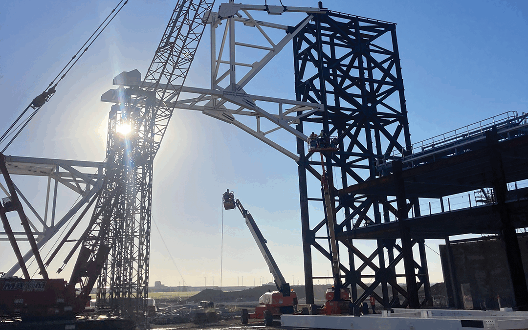 Strand jacks at work for the UPS hanger expansion