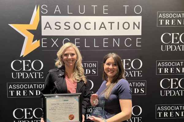 Diana Alexander and Katie Goodman hold their awards at the Salute to Association Excellence Awards